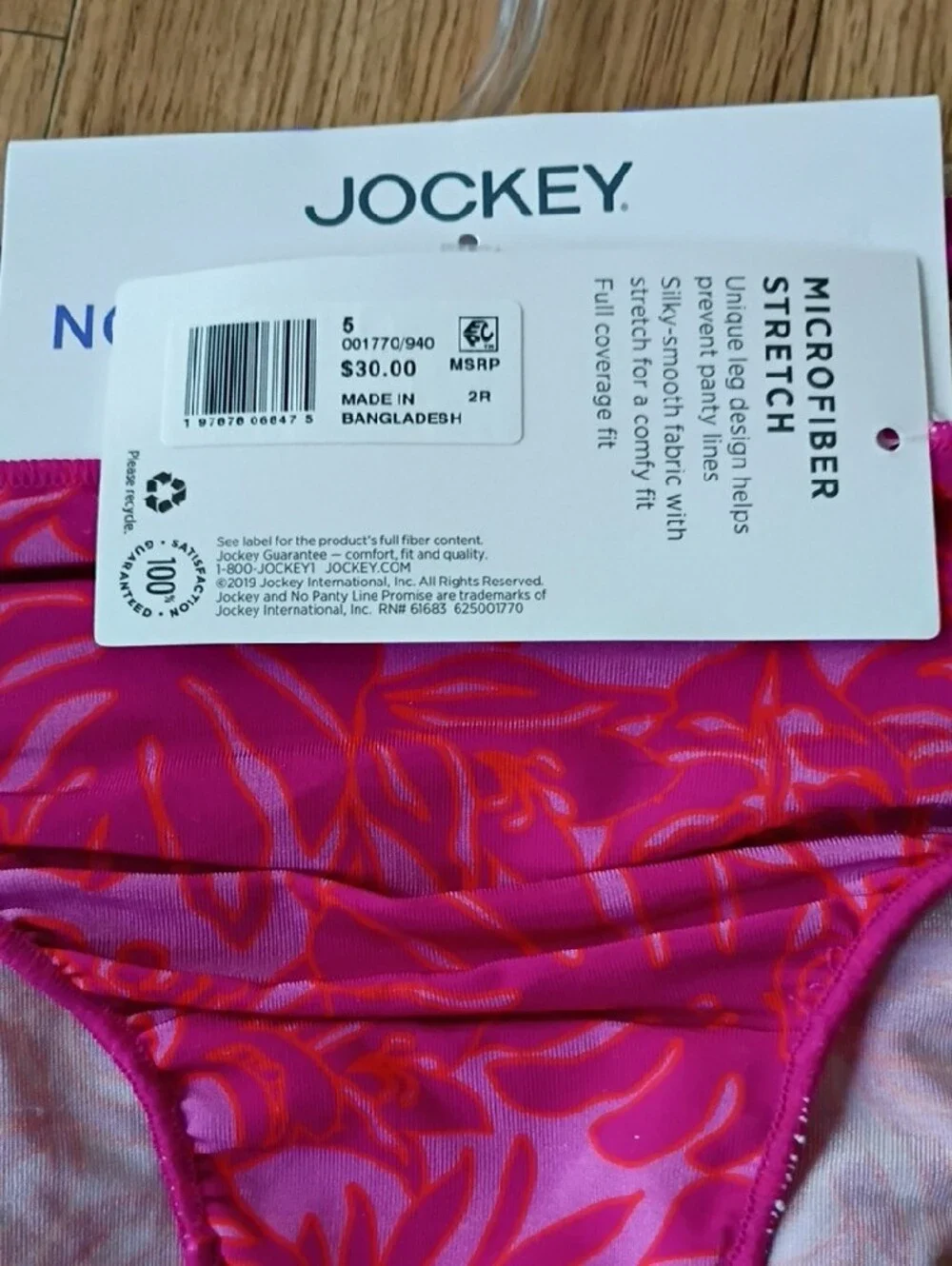 Jockey No Panty Line Promise Bikini 3-Pack - Hot Pink Floral & Nude
